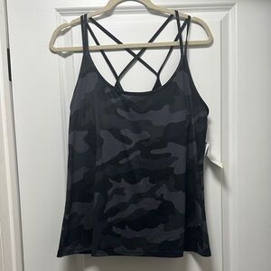 Old Navy Powersoft Charcoal Camo Strappy Athletic Tank Top